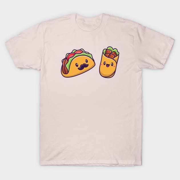 Cute Taco And Burrito Food T-Shirt by Catalyst Labs